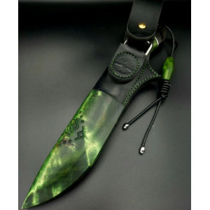 ЗЕЛЕНЕ ІКЛО ІІ ексклюзивний ніж ручної роботи ПАВЛА ГОНЧАРЕНКА, замовити купити в Україні (Сталь - центр CPM® ДІ103МП™ в багатошаровому ламінаті з нержавіючої сталі n690 64 HRC). Photo 3